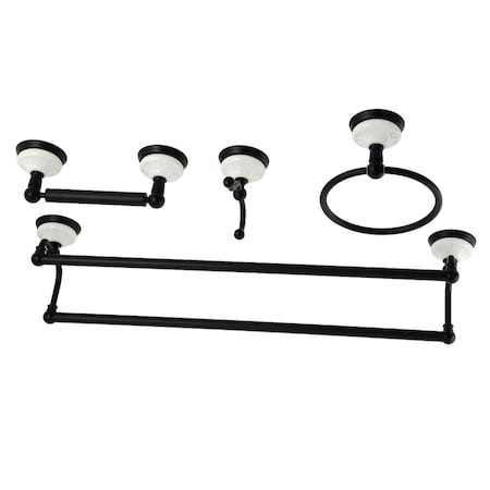 Kingston Brass Victorian 4-Pieces Dual Towel Bar Bathroom Hardware Set, Black BAK1113478MB